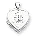 14k White Gold Polished Heart-Shaped Diamond Best Mom Locket