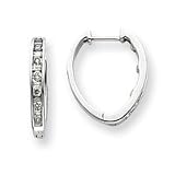14k White Gold Diamond Hoop Earrings