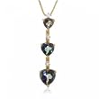Mystic Fire Topaz Diamond 3 Stone Heart Pendant in Gold