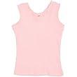 Girls Pink Ruffle Trim Rib Tank