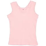 Girls Pink Ruffle Trim Rib Tank