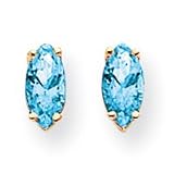 14k Blue Topaz Diamond marquis stud earring XE104BT
