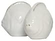 Ceramic Pottery Flounder White Salt and Pepper Shakers 3"H - 2 Sets of 2