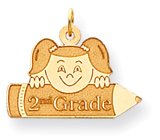 Girl With Crayon (2Nd Grade) Charm, Yellow Gold
