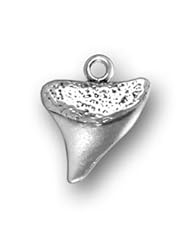 Sterling Silver 3D Great White Shark Tooth Animal Fish Charm