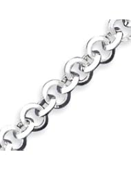 Sterling Silver 8.5 Inch Polished Fancy Circular Link Bracelet - 8.5 Inch