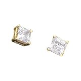 14K .50 (1/2) CTW Princess Cut Diamond Earrings