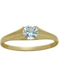14 Karat Yellow Gold Genuine 0.25tcw. Aquamarine March Baby Gemstone Ring