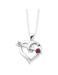 Sterling Silver Heart with a Ruby Arrow Necklace QG1962-18"