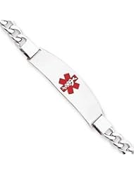 Sterling Silver Non-enameled Medical ID Curb Link Bracelet