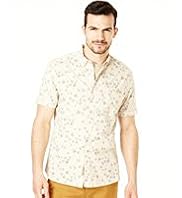 North Coast Pure Cotton Slim Fit Swallow Print Shirt