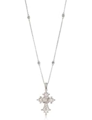 KC Designs "Faithfully Yours" 14k White Gold and Diamond Cross Diamond Accent Pendant Necklace Chain, 18"