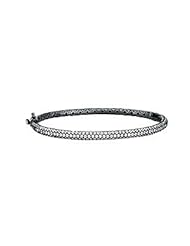 3 ROW PAVE 4.3mm SILVER BANGLE WITH WHITE TOPAZ