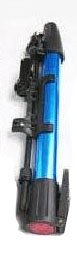 Blue Bike Pump / Bicycle Bike floor pump. Portable aluminum air compressor has different 3 nozzle bike pump adapters for use as: bike tire pump, basket ball pump, yoga ball inflation or any small tire inflator. Use both hand and foot to pump