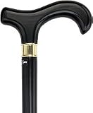 Extra Long, Super Strong Black Derby Walking Cane With Beechwood Shaft and Brass Collar