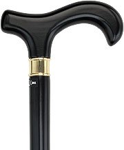 Extra Long, Super Strong Black Derby Walking Cane With Beechwood Shaft and Brass Collar