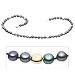 Black Coin shape Pearl and 14k Gold bead Necklace