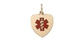 10 Kt Gold Medical ID Heart Red Charm Bracelet