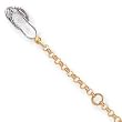 14k Two-Tone Adjustable Polished Flip-Flop Anklet - 10 Inch - Lobster Claw