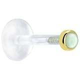 16 Gauge 3 8 Solid 14KT Yellow Gold 2mm Genuine Aventurine Quartz Bioplast Push in Labret