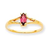 10k Genuine Pink Tourmaline Birthstone Ring - Size 6