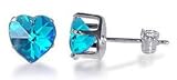 Sterling Silver Blue Zircon Cubic Zirconia 5 MM Heart Stud Earrings
