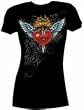 JOHNNY CASH - Heart - Black Extra Long Body Women's / Girls T-shirt (Girlie / Babydoll)