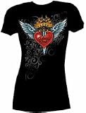 JOHNNY CASH - Heart - Black Extra Long Body Women's / Girls T-shirt (Girlie / Babydoll)