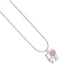 Silver Love with Pink Softball - Silver Plated Ball Chain Charm Necklace