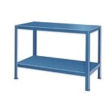Extra Heavy Duty Work Table W/ 2 Shelves - 72W X 24D Blue