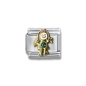 Buy Clearly Charming May Emerald Czech Crystal and Gold Little Girl Birthstone Little Girl Italian... by Clearly Charming