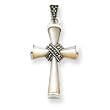 Sterling Silver w/Box Chain Marcasite & Mother of Pearl Cross Pendant