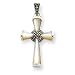 Sterling Silver w/Box Chain Marcasite & Mother of Pearl Cross Pendant