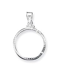 Sterling Silver 24.1 x 1.7mm $0.25 Diamond-cut Coin Bezel Pendant QBC4"