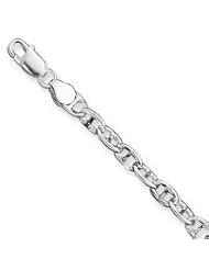 Sterling Silver Polished Diamond-cut Fancy Anchor Link Bracelet QH376-7.5"