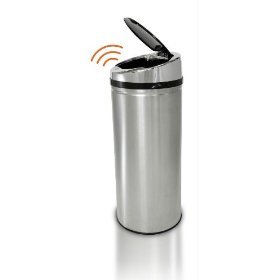 Touch Free Trashcan 13 Gallon Round Stainless Steel Trashcan