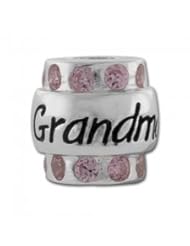 Grandma Sterling Silver Charm Bead with Pink CZs Carlo Biagi for European Bead Bracelets Fits Most Brands