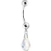 Solid 14KT White Gold Swarovski® Crystal Drop Belly Ring