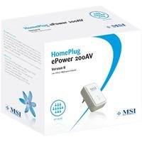 MSI MEGA ePower 200AV Version II Powerline Ethernet Adapter 100Mbps