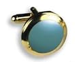 Cufflinks - Round Gold Setting with Teal Stone Center