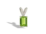14K White Gold Genuine Emerald-cut Peridot Pendant
