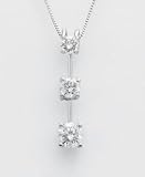 14k White Gold 1 ct. t.w. Three-Stone Diamond Certified Pendant
