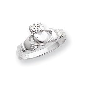 Sterling Silver Solid Claddagh Ring - Size 7
