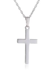 14k Gold Solid Polished Cross Pendant Necklace, 18"
