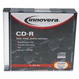 CD-R Discs, 52x, Blank Surface, 700MB/80MIN, Slim Jewel Cases, Silver, 5/Pack