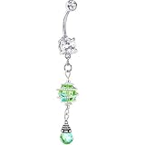 Handcrafted Genuine Swarovski® Peridot Aurora STERLING SWIRL Dangle Belly Ring