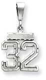 2 Digit Sports Number Charm, White Gold