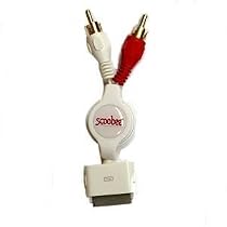 Scoobee iPod RCA stereo retractable cable - white