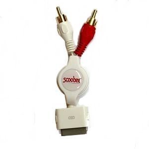 Scoobee iPod RCA stereo retractable cable - white