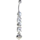 Crystalline Gem Love Heart Dangle Belly Ring - B0007IMO0Y